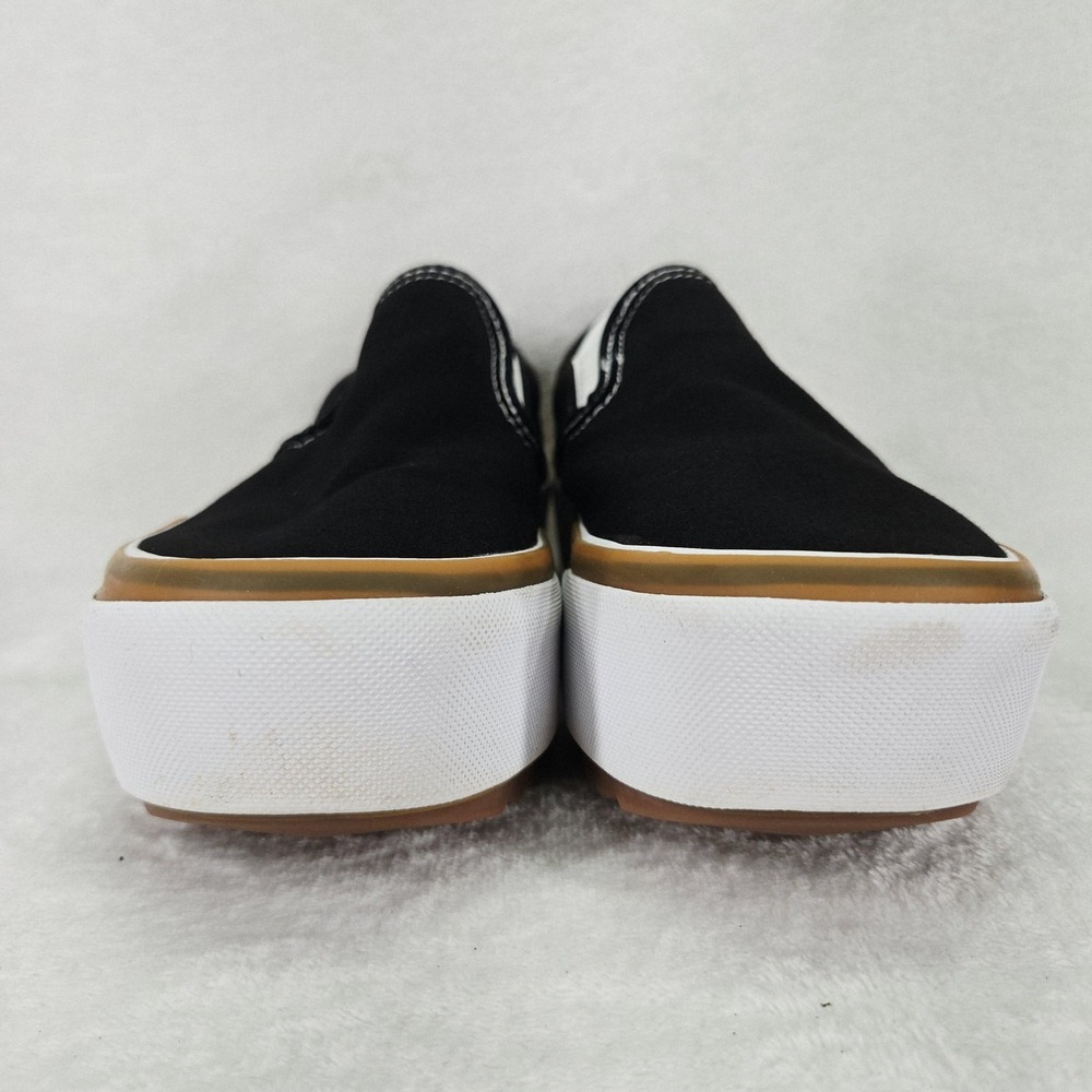 Vans Shoes Womens 6.5 Black Canvas Slip On Platform Lug Sole Skate Sneakers - Picture 9 of 13